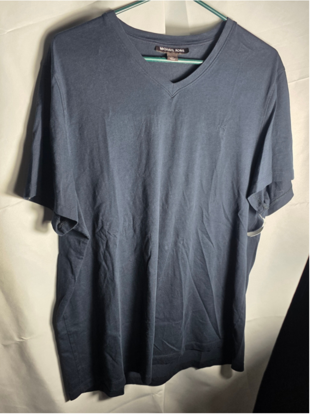 Men's Michael Kors V-Neck Short Sleeve Tee navy Size XL preppy designer trendy